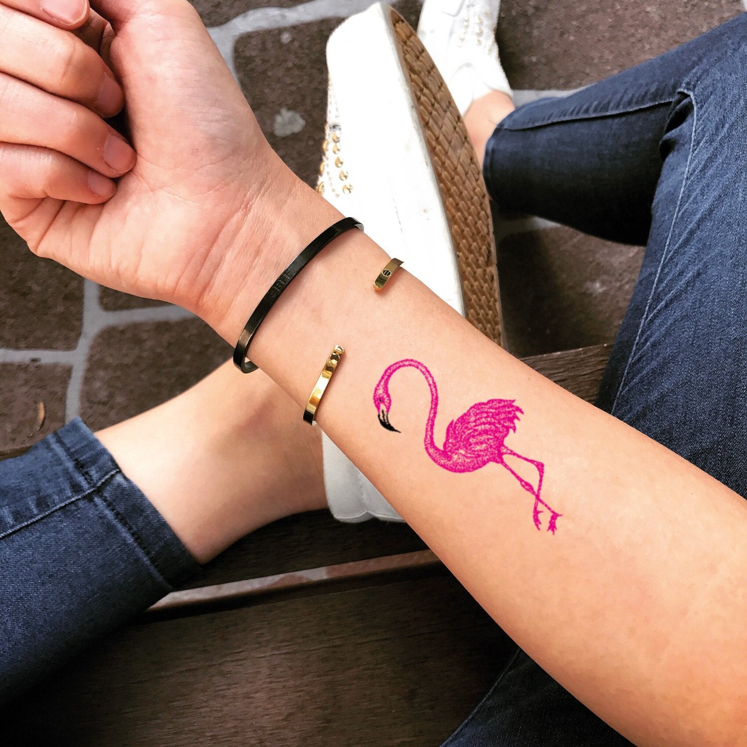 Pink Flamingo Temporary Tattoo Sticker - OhMyTat